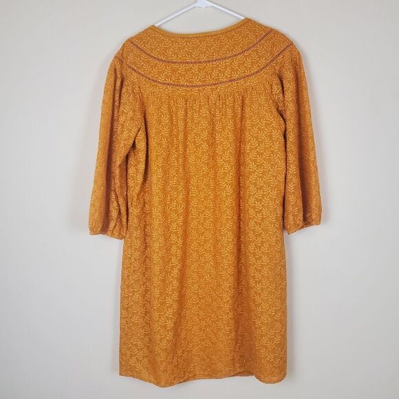 Daniel Rainn Mustard Gold Embroidered Tunic Dress Size Medium - Picture 6 of 6